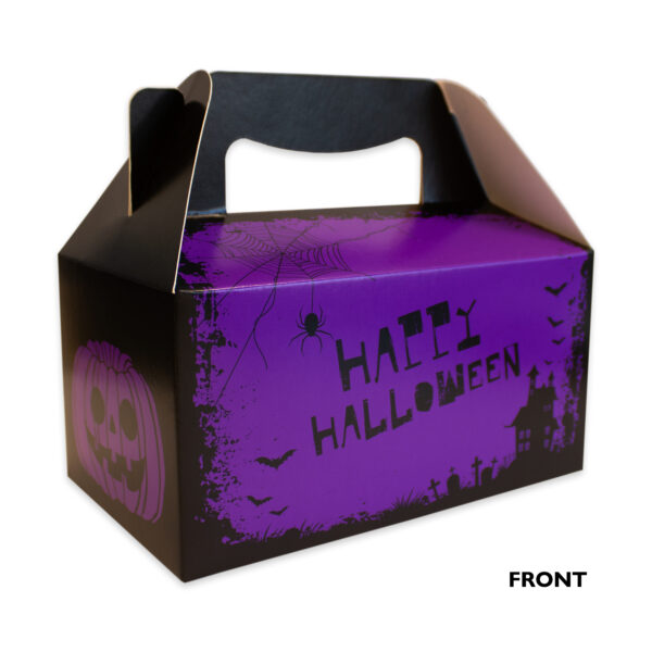 Halloween Large Spooky Gable Gift Box Orange & Purple Front