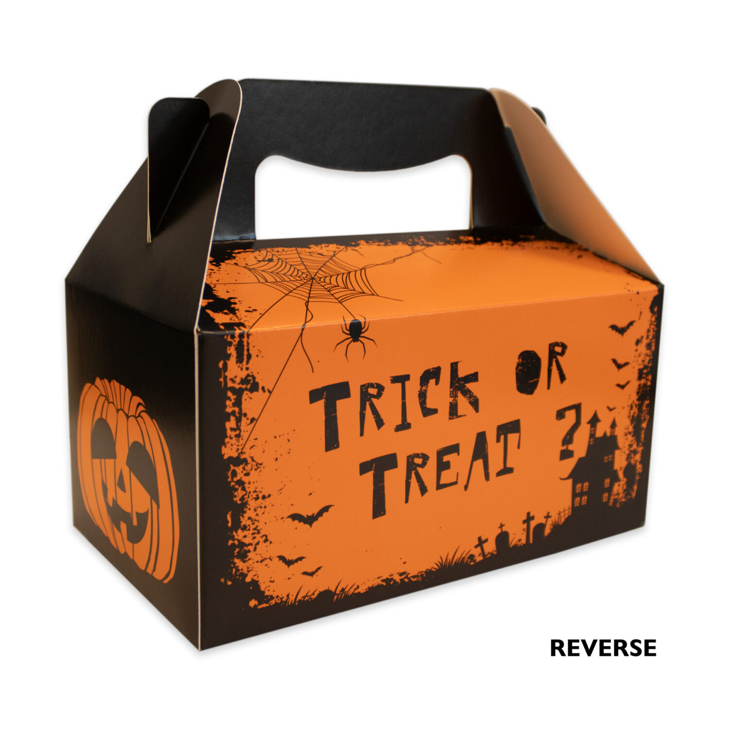 Halloween Large Spooky Gable Gift Box Orange & Purple Reverse